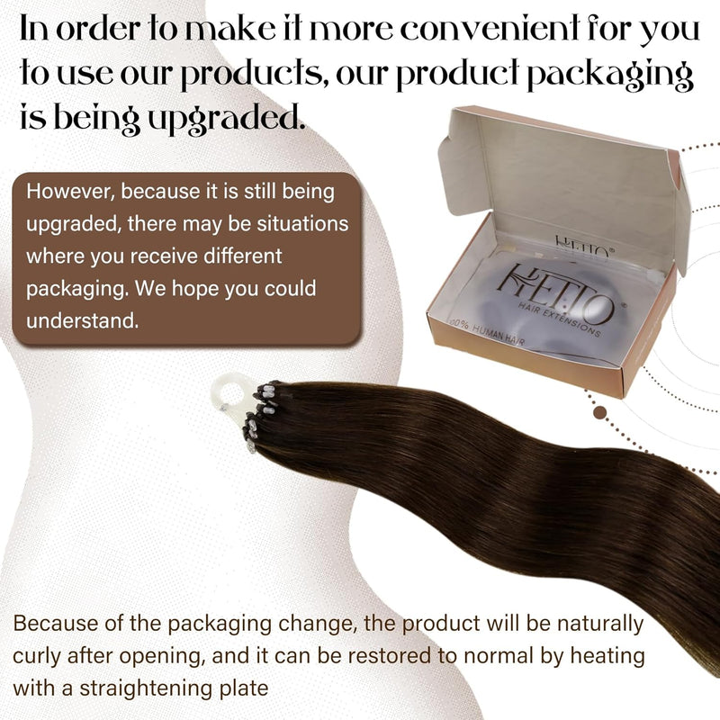 Hetto Extensions Echthaar Microring Braun Echthaar Micro Loop Extensions Remy Haarverlängerung Micro