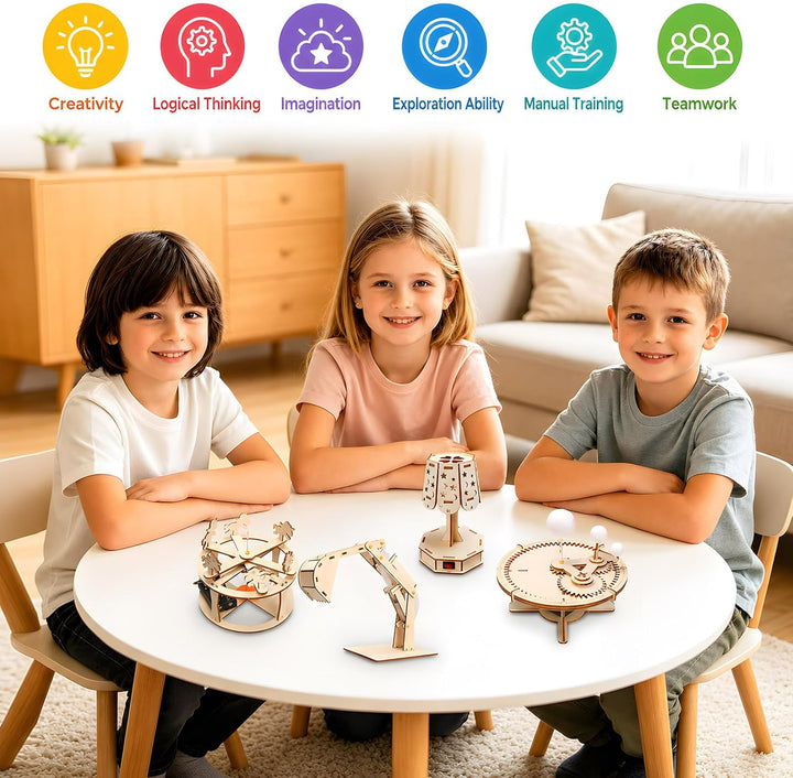 6stk Experimente für Kinder ab 8 STEM Holzbausatz mit Aquarellstifte