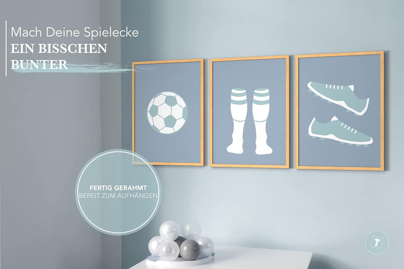 Papierschmiede® Kinderbilder 3er Set, A4 gerahmt in Holzrahmen (Natur), Geschenk für Jungen & Mädche