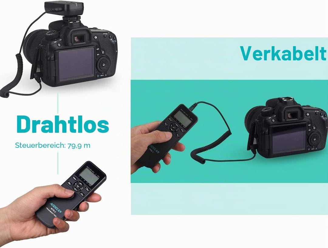 AODELAN WTR2 Fernauslöser Timer Funk-Fernauslöser Drahtloser Timer-Auslöser für Sony a9, a200, a560,