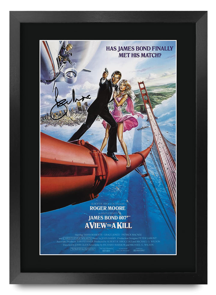 HWC Trading A3 FR James Bond - A View To A Kill-Movie Poster Roger Moore Signed Geschenk GESTALTET A