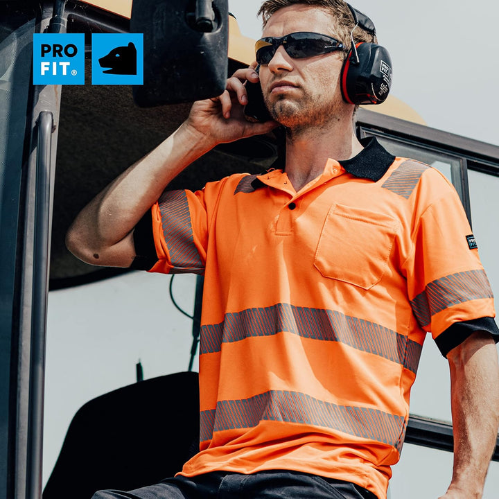 PRO FIT Warnschutz Poloshirt - EN ISO 20471 - UV-Schutz 40+ - Atmungsaktiv - Nachhaltiger Lyocellmix