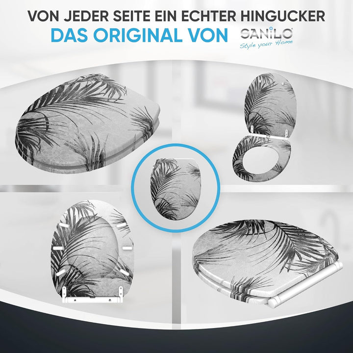 Sanilo WC Sitz mit Absenkautomatik & Schnellverschluss, Toilettendeckel per Knopfdruck abnehmbar, ei