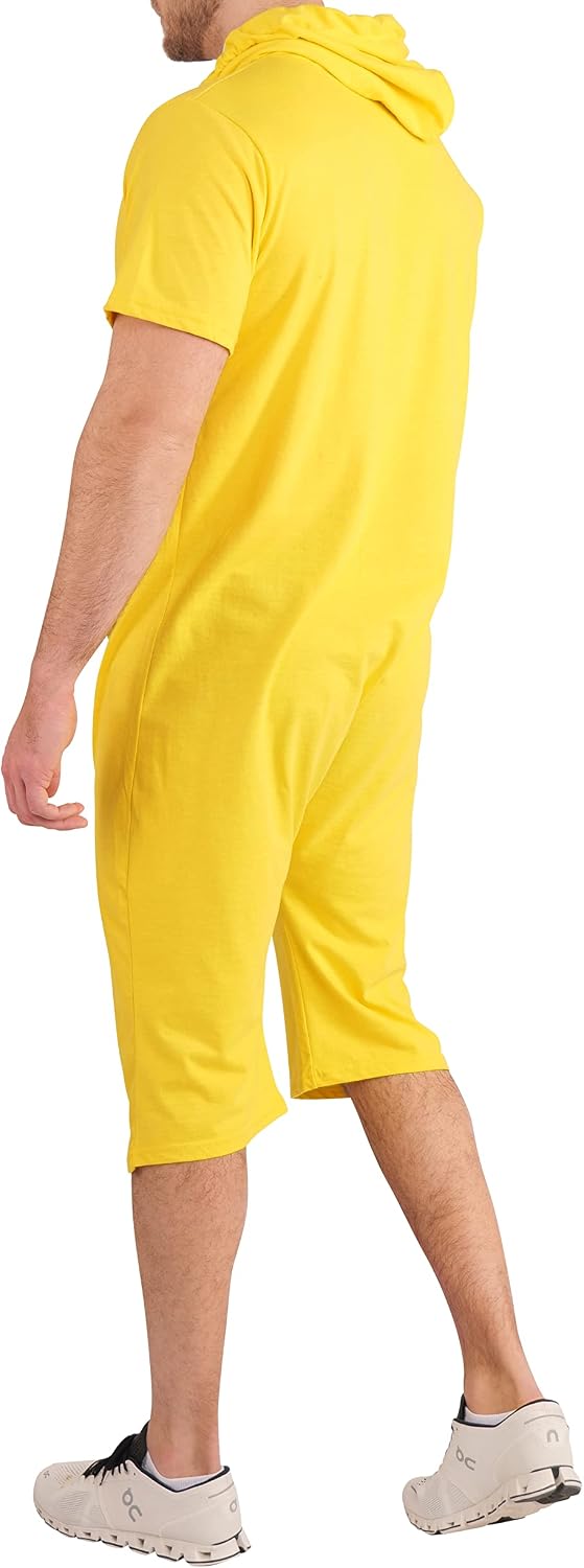 Herren Jumpsuit kurz Overall Einteiler Jogger für den Sommer XXL Slim Gelb, XXL Slim Gelb