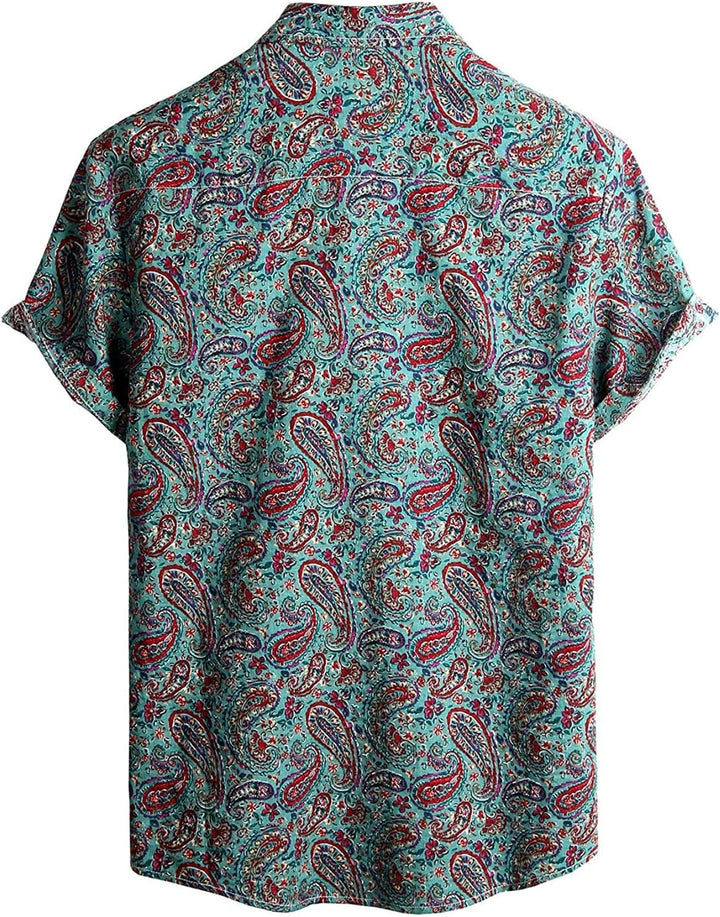 VATPAVE Herren Hawaii Hemd Blumen Sommer Outfit Männer Freizeit Kurzarm Strandhemd und Kurze Hosen 2