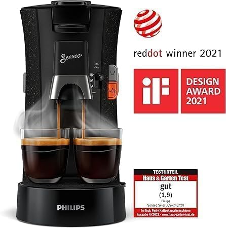 Philips Senseo Select ECO-Kaffeepadmaschine Bundle mit 66 Kaffeepads,3 Kaffeespezialitäten, Memo-Fun