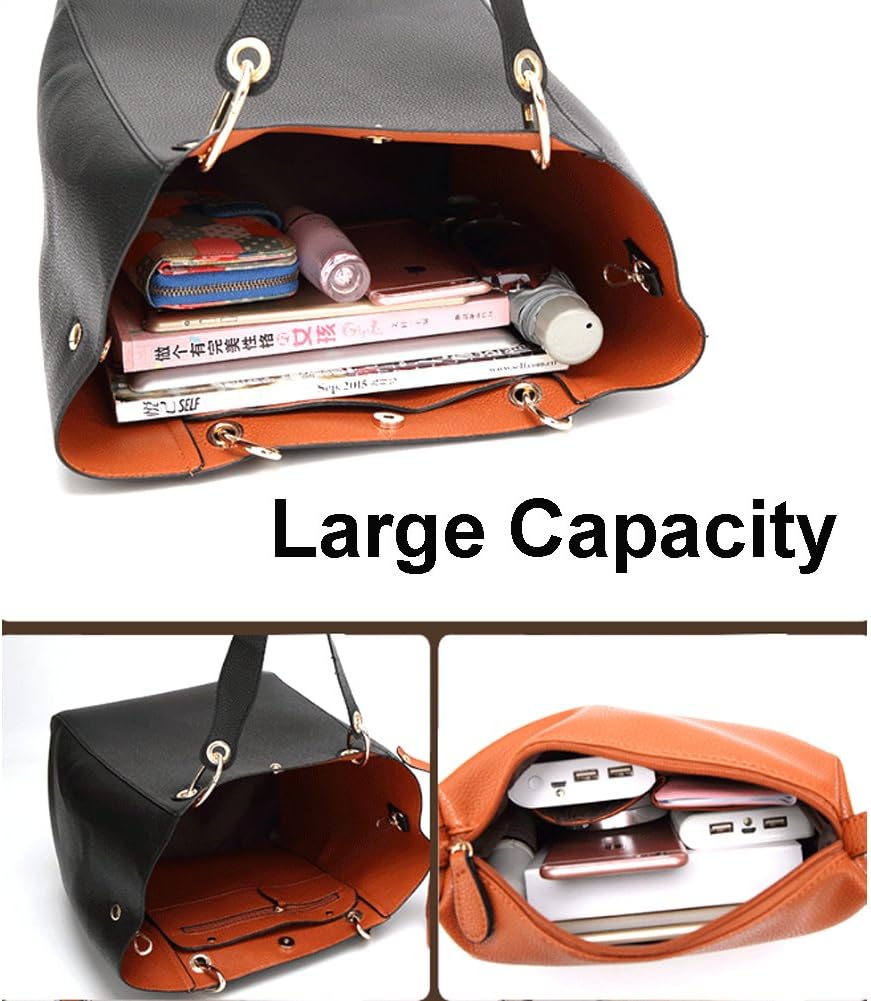 Valleycomfy Handtasche Damen Gross Shopper Tasche Leder Schwarz Klassisch Shopping Bag