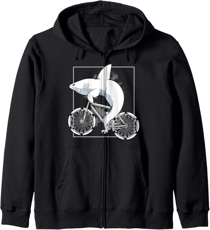 Hai Haifisch Fahrrad Radfahren Reiten Radfahrer Geschenk Kapuzenjacke