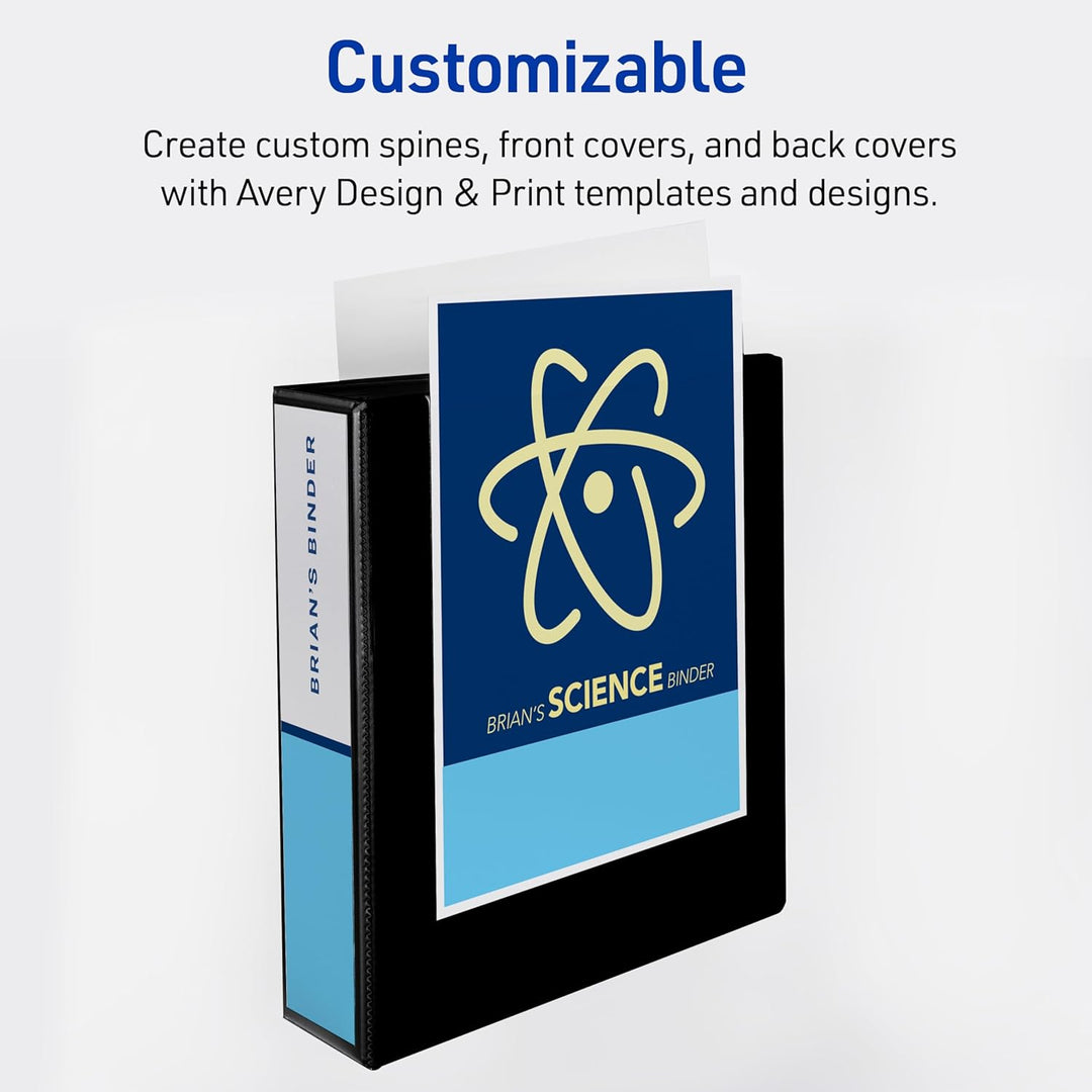 Avery Durable View 3 Ring Binder, 2 Inch Slant Rings, 6 Black Binders (17031) schwarz 2" 6-er Packun