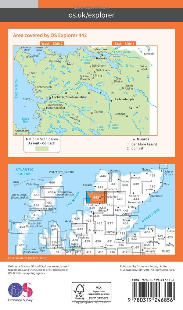 Assynt and Lochinver (OS Explorer Map, Band 442), Karte