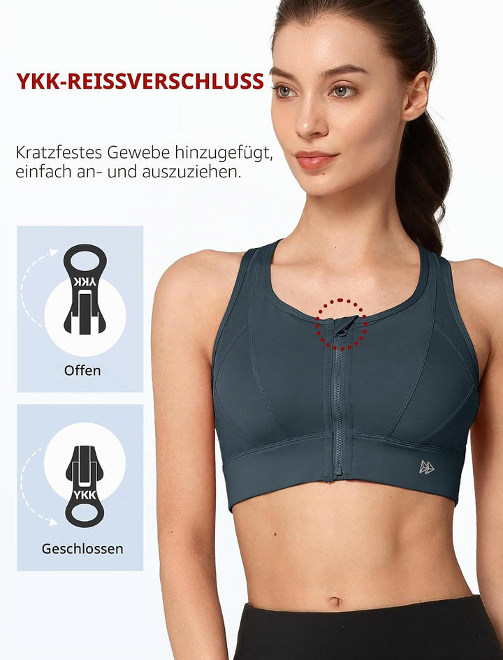 Yvette Starker Halt Sport BH Grosse Brüste mit Vorderverschluss Mesh Ringerrücken Ohne Bügel für Fit