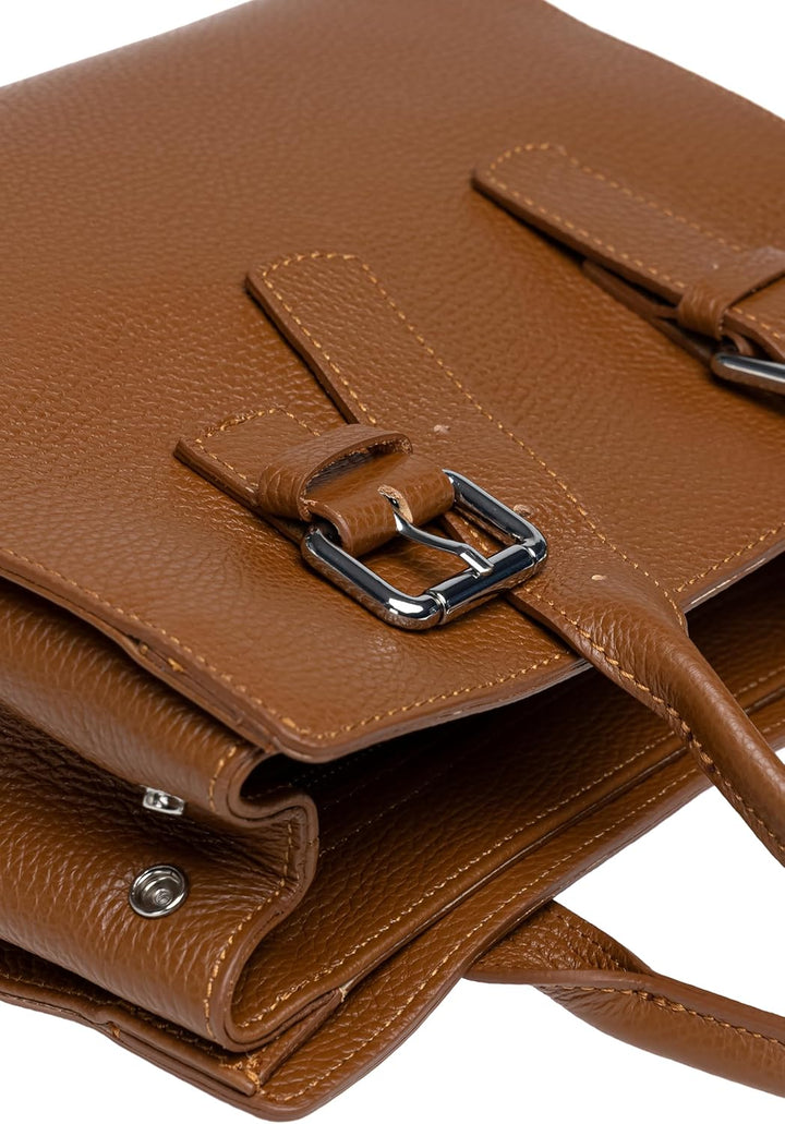 Caspar TL807 klassisch elegante Damen Leder Handtasche Einheitsgrösse Cognac, Einheitsgrösse Cognac