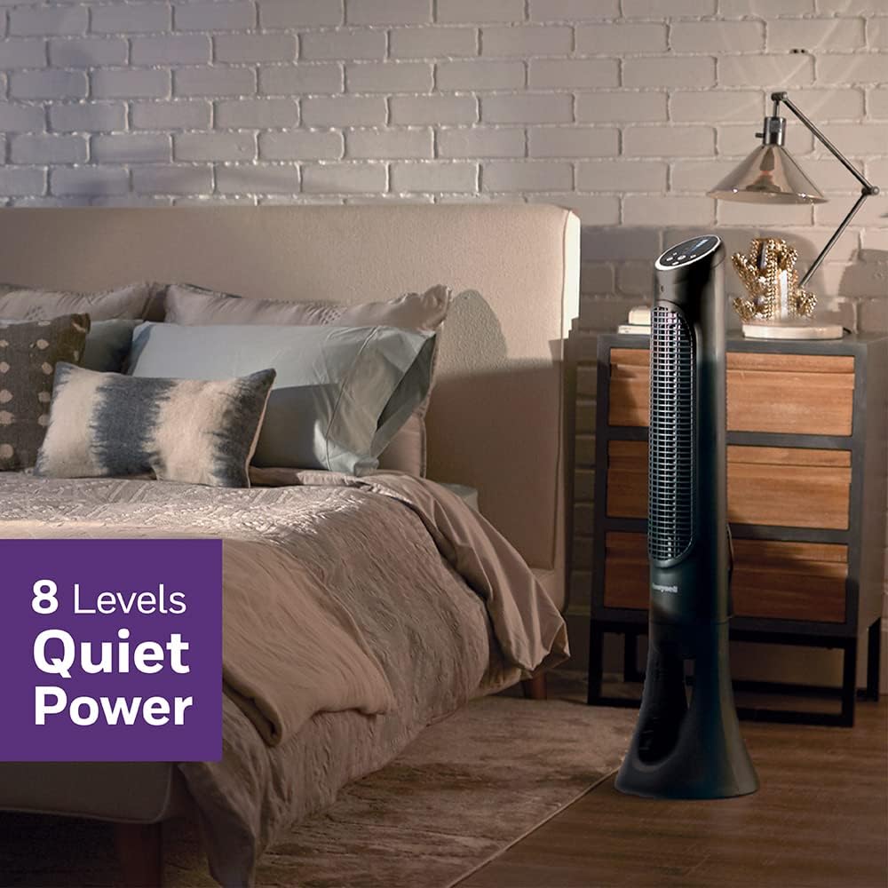 Honeywell QuietSet Tower (8 Geschwindigkeitseinstellungen, Oszillation 80°, Timer-Funktion, Fernbedi