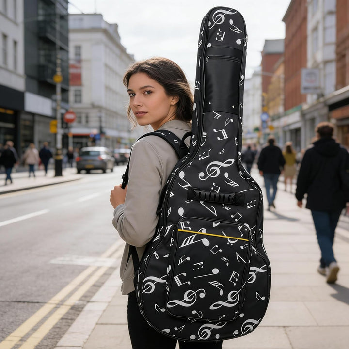 SUQ Wasserdichte Oxford Gitarrentasche, 40/41 Zoll Tasche Musikmuster Nylon Gigbag, E-Gitarrentasche