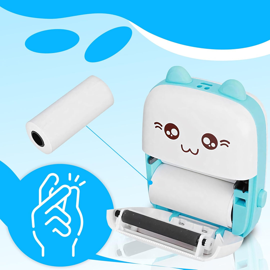 Retoo Mini Drucker mit 11 Rollen Druckerpapier, Mobiler Fotodrucker, Tragbarer Mini Foto drucker, Wi