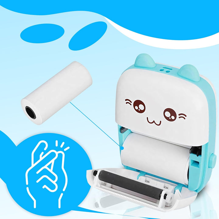 Retoo Mini Drucker mit 11 Rollen Druckerpapier, Mobiler Fotodrucker, Tragbarer Mini Foto drucker, Wi