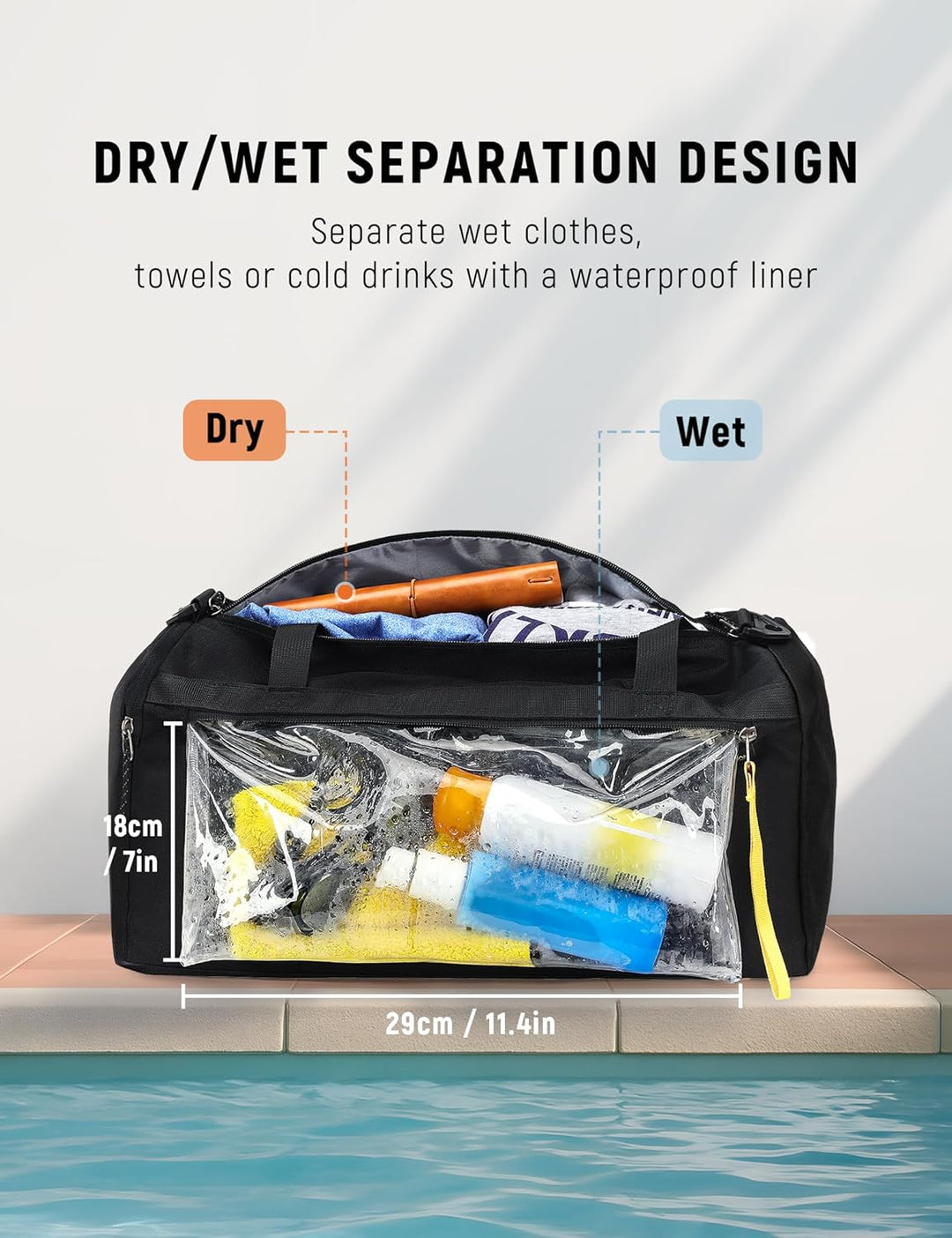SKYSPER Sporttasche Herren und Damen, 30L Klein Reisetasche Weekender Tasche Schwimmtasche Duffle Ba