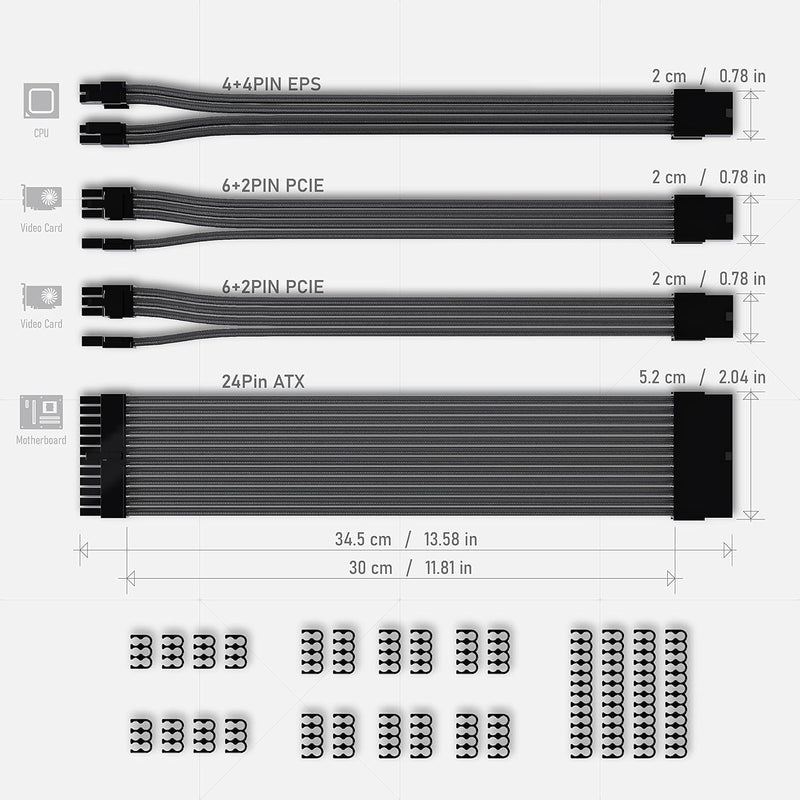 EZDIY-FAB Benutzerdefinierte PSU Verlängerung Kabel Muffe MOD GPU PC Netzteil für PC aus weichem Nyl