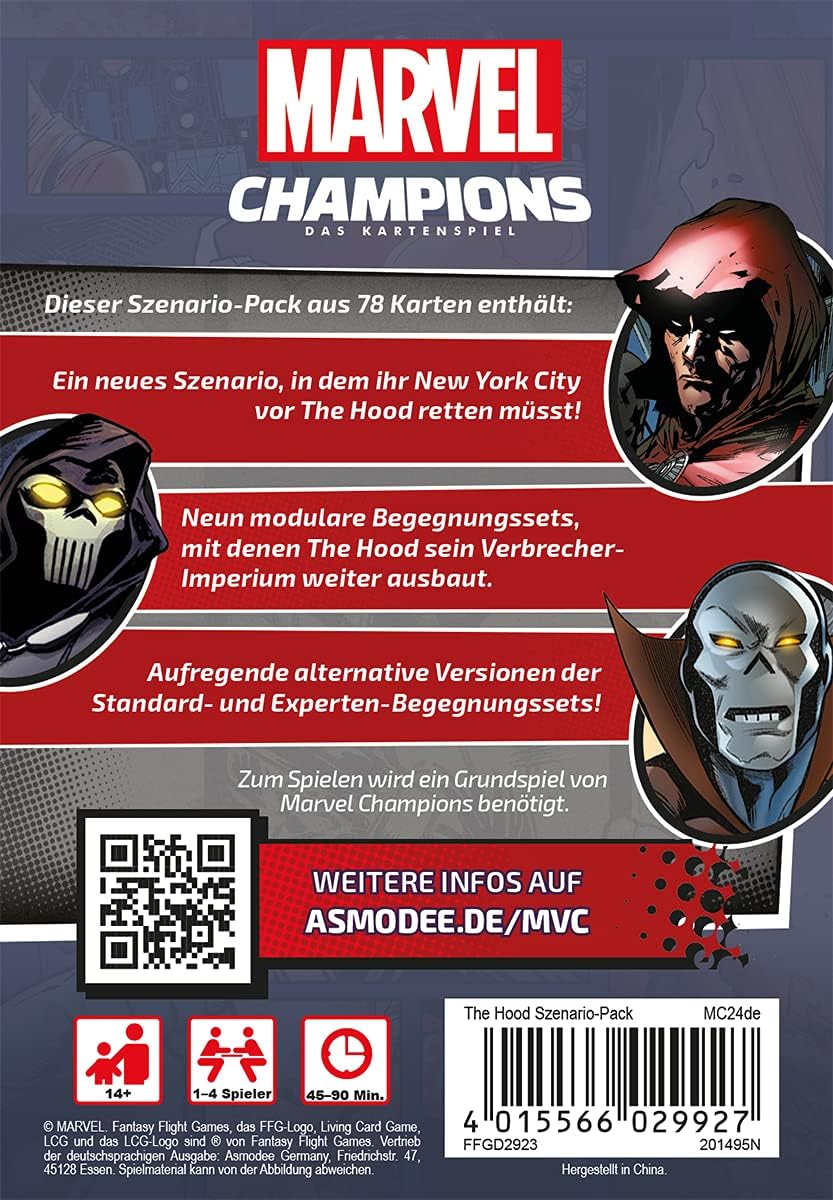 Fantasy Flight Games, Marvel Champions: LCG – The Hood, Szenario-Erweiterung, Expertenspiel, Kartens