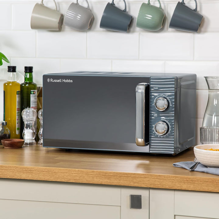 Russell Hobbs RHM1731G Inspire Solo Mikrowelle, 17 Liter, 700W, Grau, mit 5 Leistungsstufen, Timer,