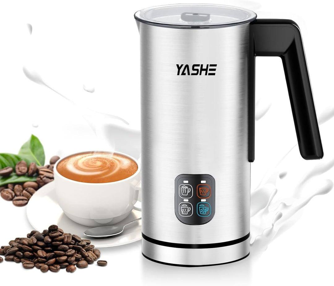 YASHE Milchaufschäumer, 240 ml Milchaufschäumer Elektrisch, 4-in-1 Edelstahl Milchschäumer, Antihaft