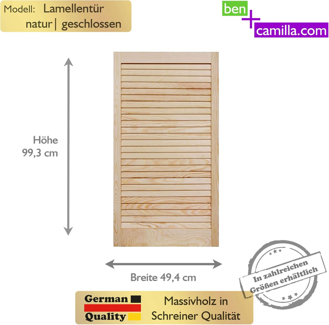 ben+camilla.com Lamellentür geschlossen Holz Kiefer Natur unbehandelt 993 x 494 x 21 mm 993 x 494 mm