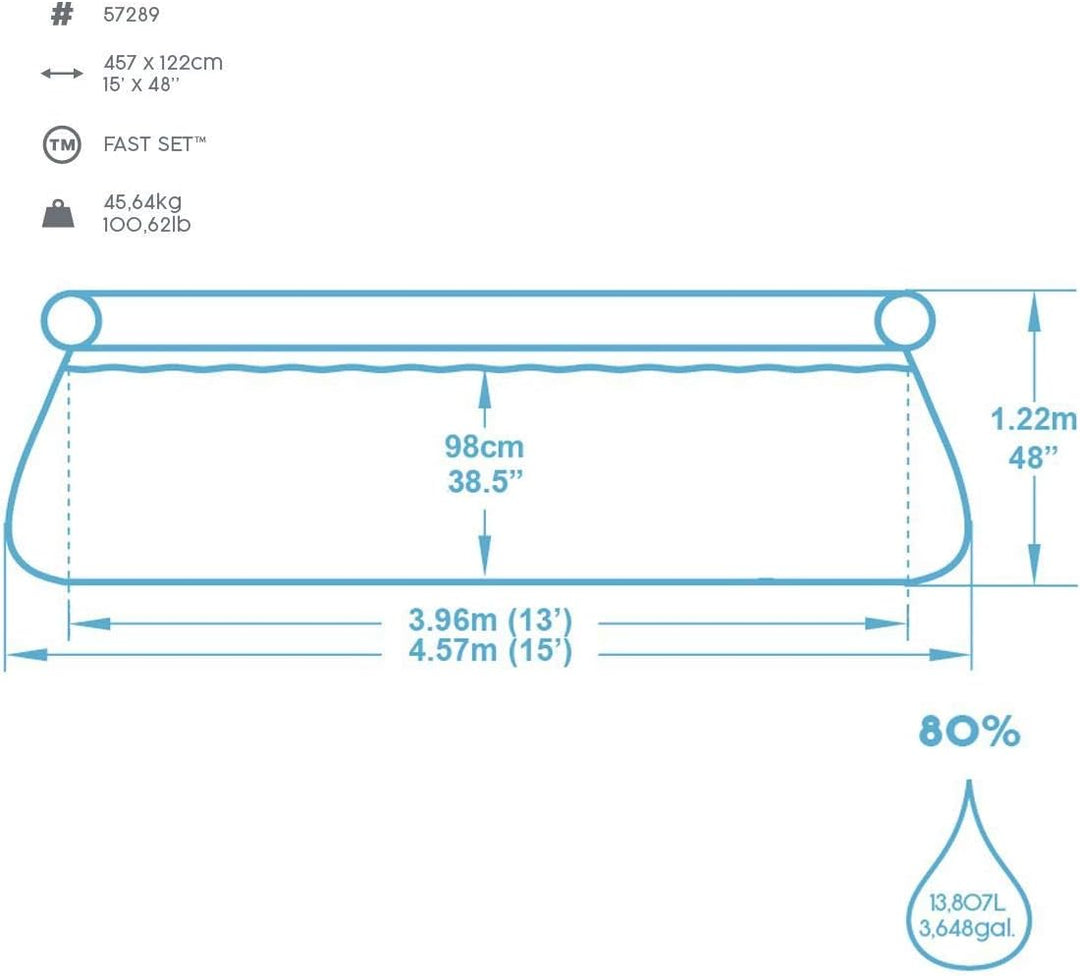 BESTWAY Fast Set Pool Set 457x122 cm, mit Filterpumpe und Zubehör 457 x 122 cm, 457 x 122 cm