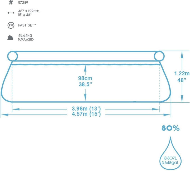 BESTWAY Fast Set Pool Set 457x122 cm, mit Filterpumpe und Zubehör 457 x 122 cm, 457 x 122 cm