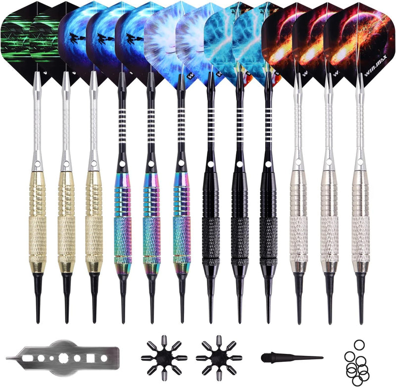 WIN.MAX Dartpfeile mit kunststoffspitze für elektronische dartscheibe 12 Stück Soft Darts Pfeile Set