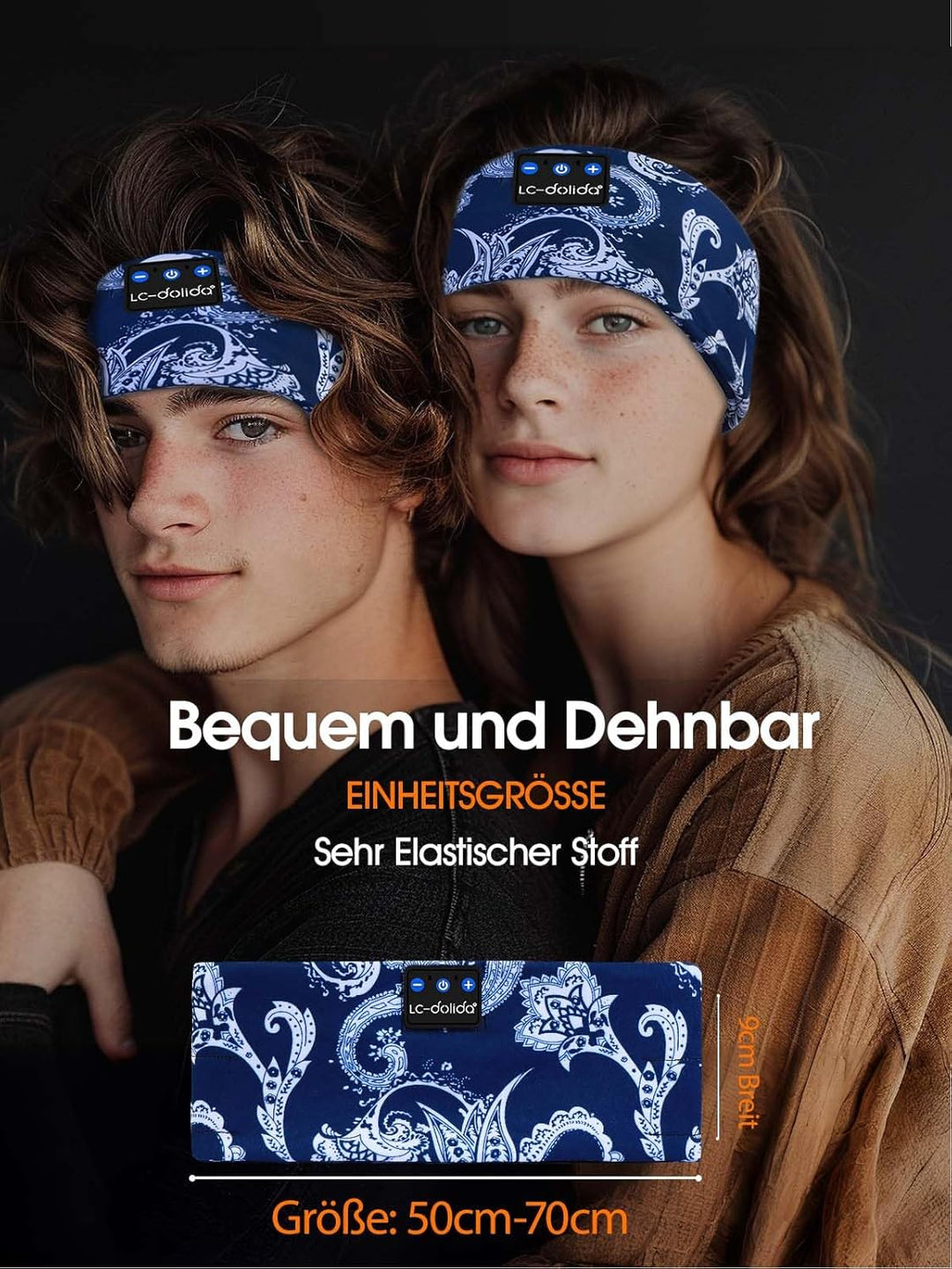 LC-dolida Schlafkopfhörer Bluetooth Schlafen Kopfhörer, Kabellos Sport-Kopfhörer Stirnband 15+ Stund