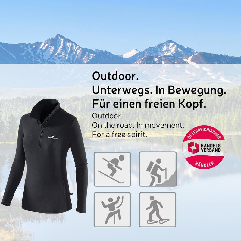 Black Crevice Damen Fleece-Skirolli I Ski-Pullover für Damen Grössen I Damen-Funktionsshirt I Damen