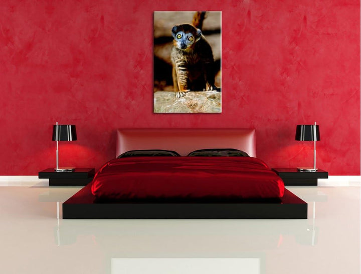 kleiner Sifaka Deluxe Format: 100x70 cm auf Leinwand, XXL riesige Bilder fertig gerahmt mit Keilrahm