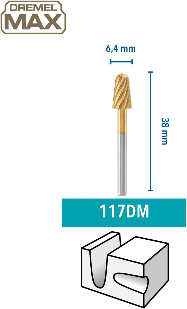 Dremel MAX Hochgeschwindigkeits-Fräsmesser (117DM) 2 Hochgeschwindigkeits-Fräsmesser mit Titanbeschi