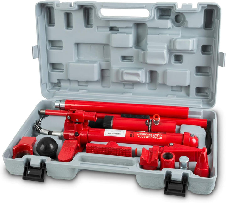 EBERTH Karosseriepresse Hydraulisch mit 4T Leistung, umfangreicher Ausbeulsatz inklusive Presse, 7 D