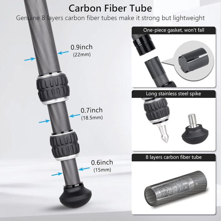 ARTCISE Kohlefaser-Stativ, 82,5 cm CT30C, kompaktes, tragbares Kohlefaser-Kamerastativ für DSLR, Vid