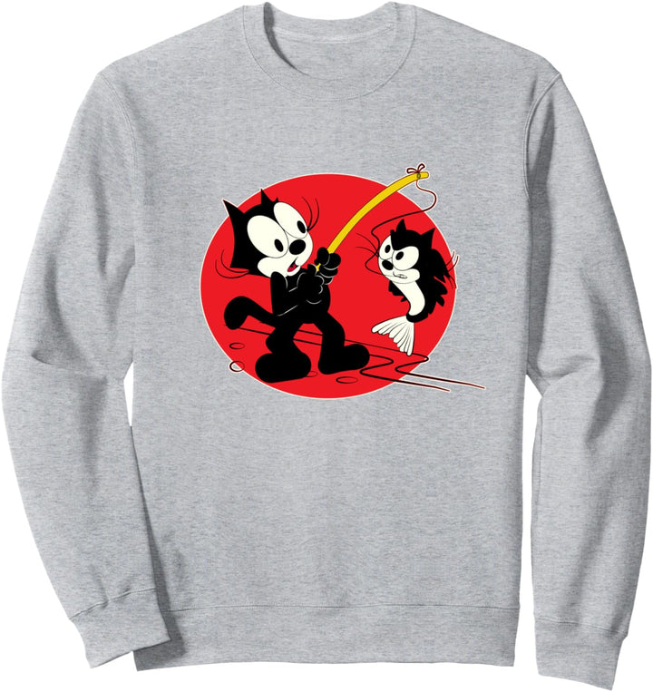 Felix Katze Cartoon Angeln Katze Fisch sieht aus wie Felix Vintage Sweatshirt
