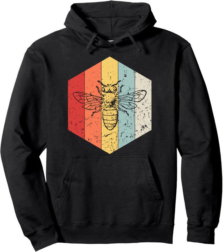 Retro Bieneninsekt Vintage Grafikstil Pullover Hoodie