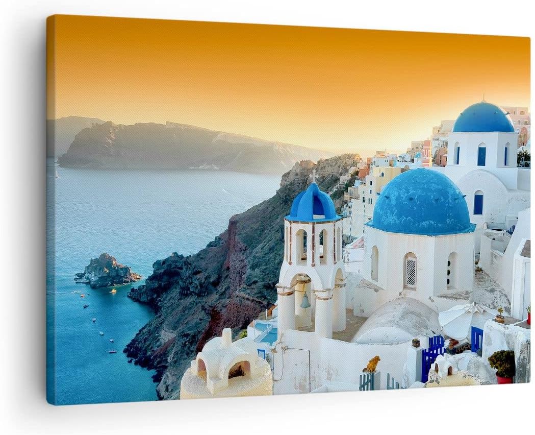 Bilder auf Leinwand Santorini Griechenland Urlaub Insel Leinwandbild 70x50cm Wandbilder Dekoration W