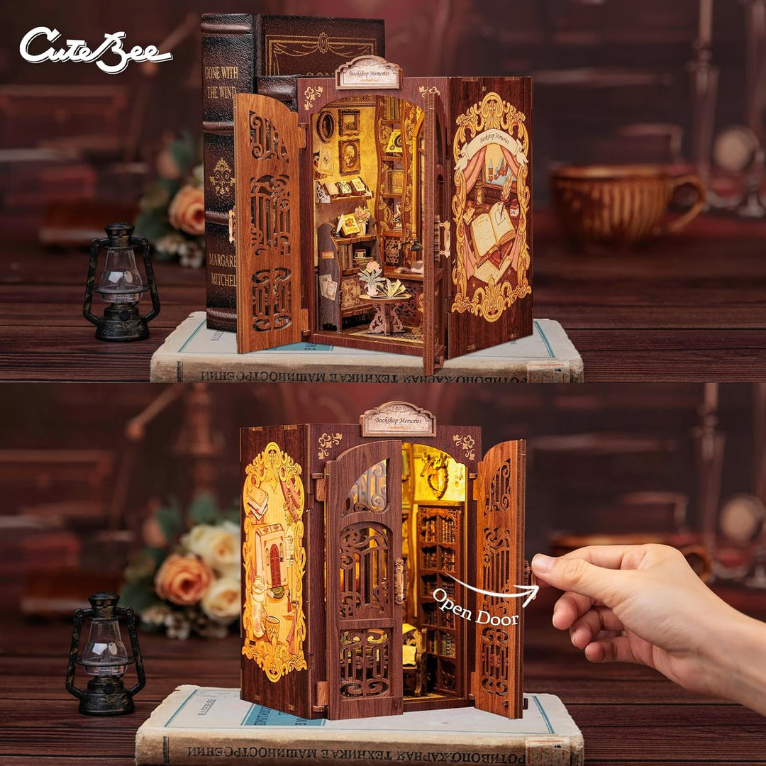 CUTEBEE Book Nook Kit - DIY Miniature House,Puppenhaus Miniatur Haus Selber Baue Bausatz mit Staubsc