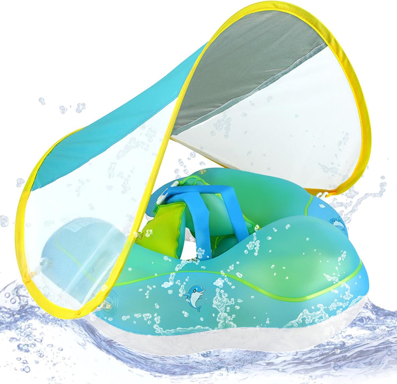 ACTOYS Schwimmreifen Baby, Schwimmring Baby, Baby Schwimmring mit Sonnendach, Schwimmhilfe Baby Schw