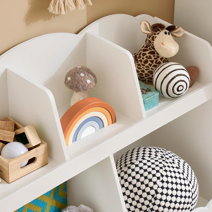 SoBuy Kinderregal mit 5 Fächern Aufbewahrungsregal für Kinder Bücherregal Montessori Regal weiss BHT