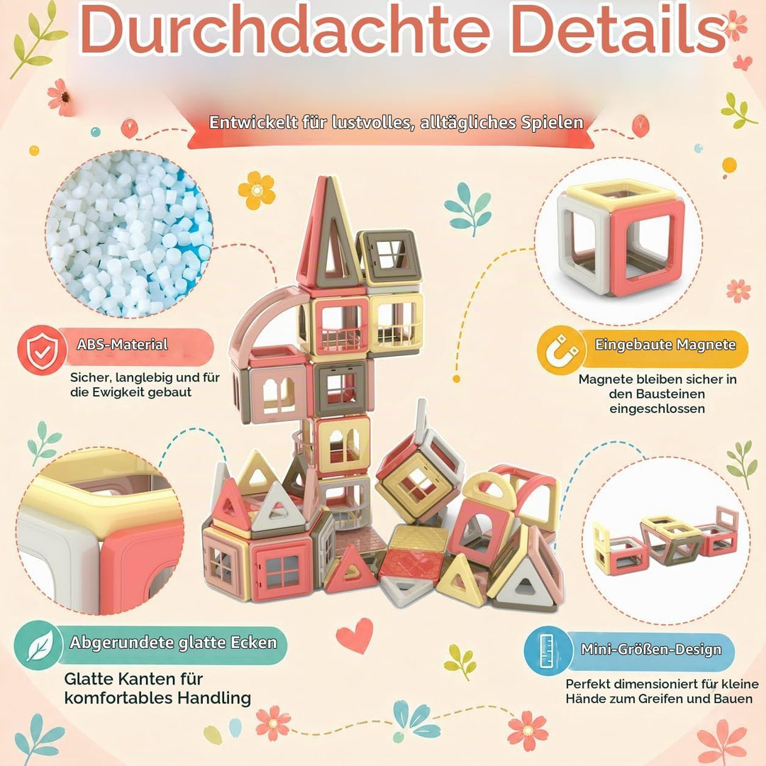 AOMIKS 173 Stück Magnetfliesen 3D Mini Magnetische Bausteine für Kinder Inspirierendes Lernen und Kr
