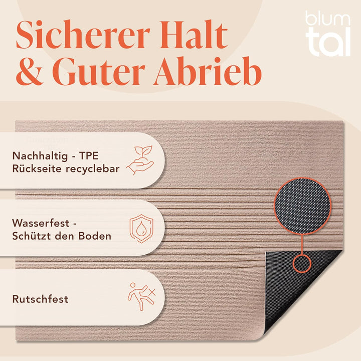 Blumtal Fussmatte 60x90 cm - rutschfeste Schmutzfangmatte - Fussabtreter mit Muster - Fussmatten Hau