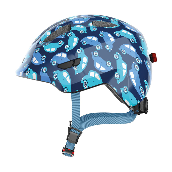 ABUS Kinderhelm Smiley 3.0 LED - Fahrradhelm mit Licht - tiefe Passform &amp; Platz für einen Zopf - für