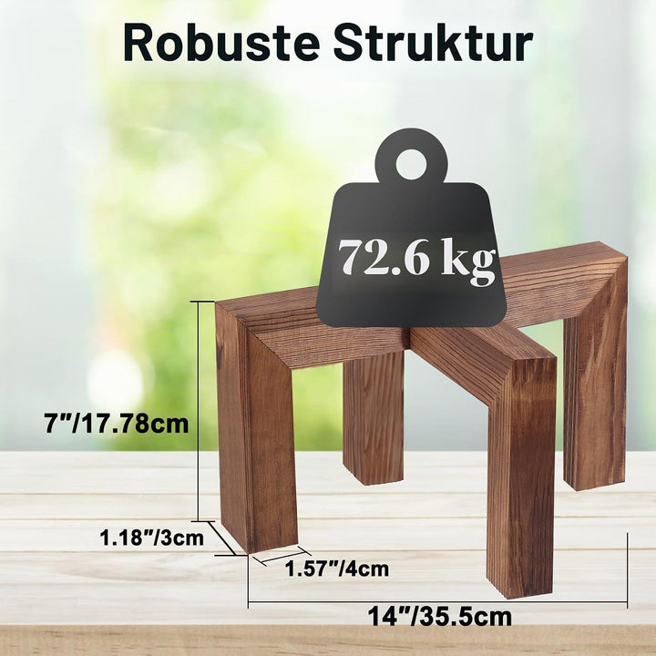 Vigordream Pflanzenständer, Pflanzenhalter für drinnen und draussen aus Holz, Einzelner Blumentopfst