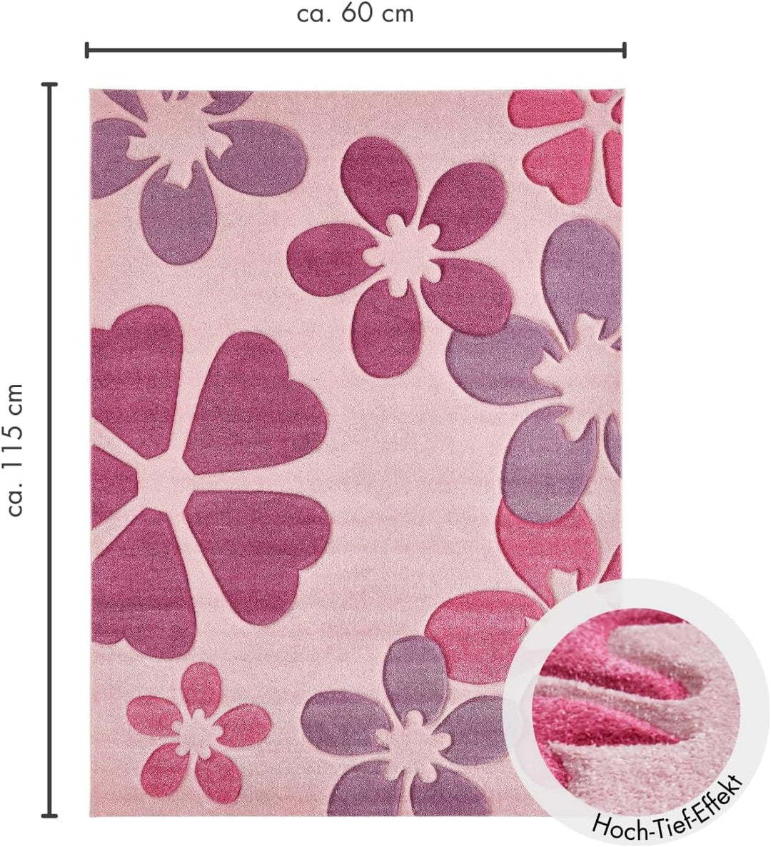 -LUXOR- living Spielteppich Flair Carving - Kinderteppich Mädchen mit Blumen Design - ideal als Spie