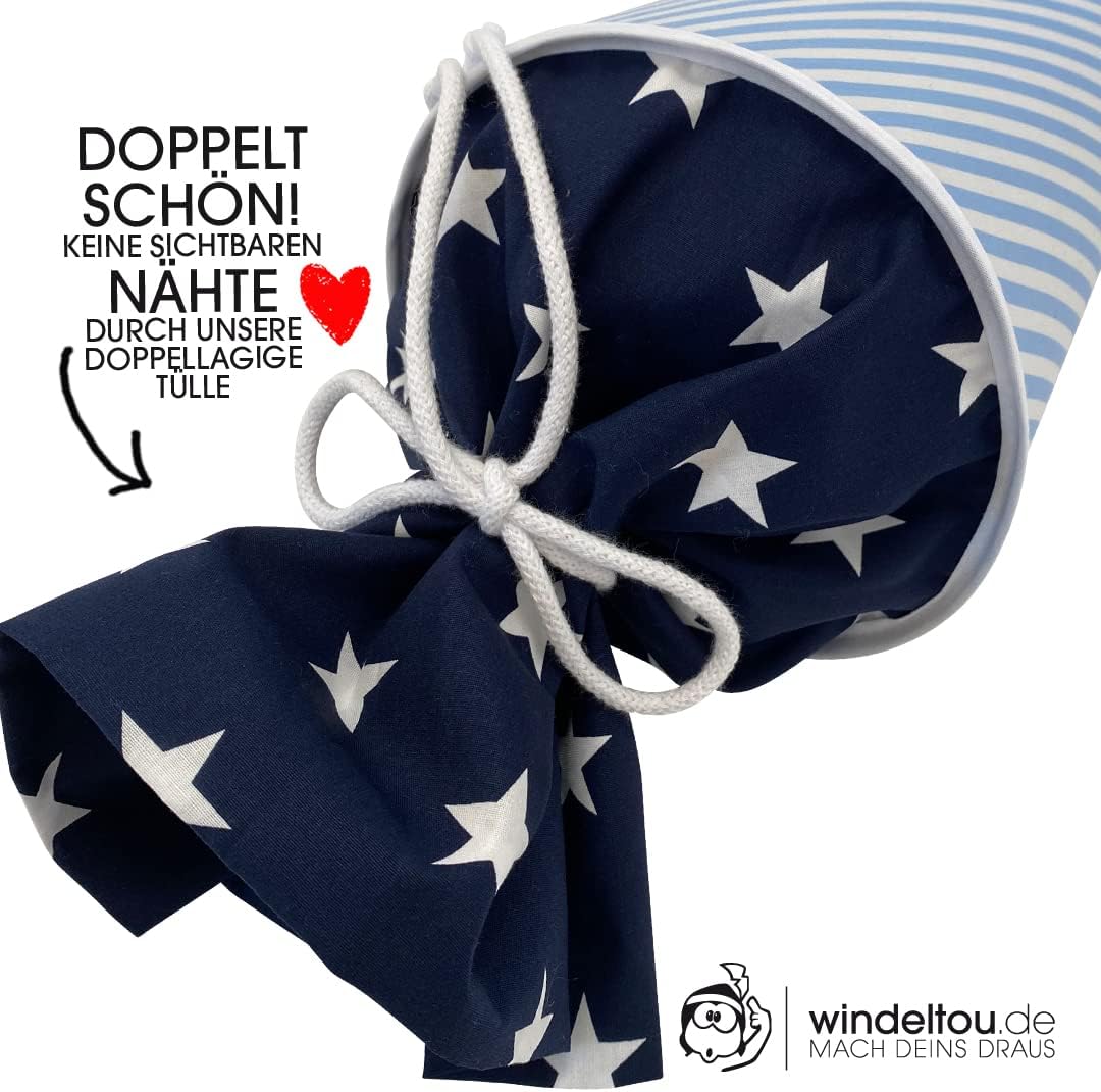 Hochwertige 35 cm Schultüte, Zuckertüte in HELLBLAU | Start deiner Kreativität | Ideal zur Gestaltun