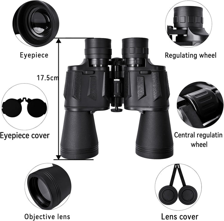 Fernglas 20 x 50 für Erwachsene, wasserdichtes HD-Fernglas mit BAK4-Prisma und FMC-Objektiv, tragbar