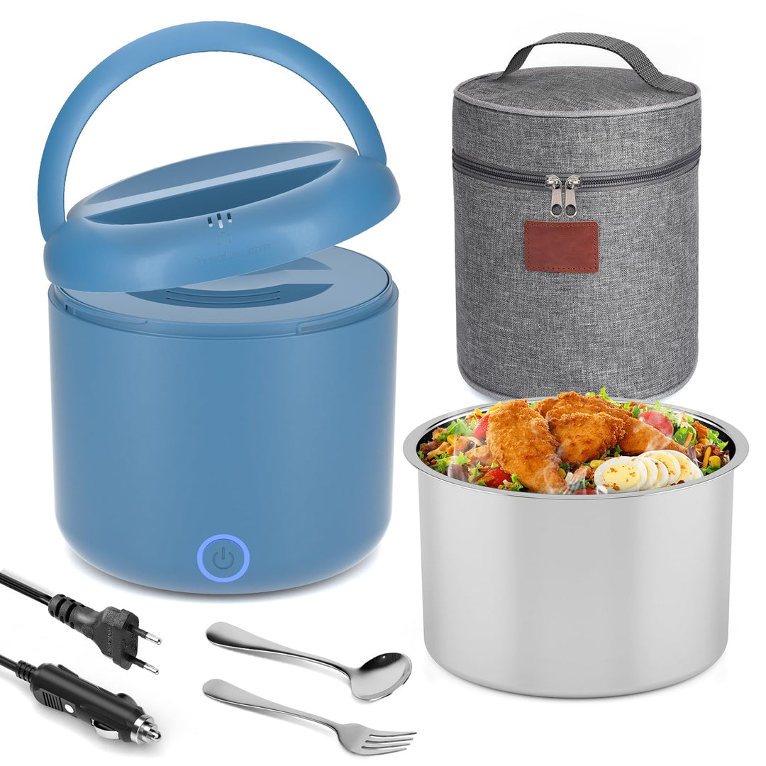 100W Elektrische Lunchbox Erwachsene, 1.2 L Thermo Lunch box mit Besteck und Isolierter Lunchbeutel,