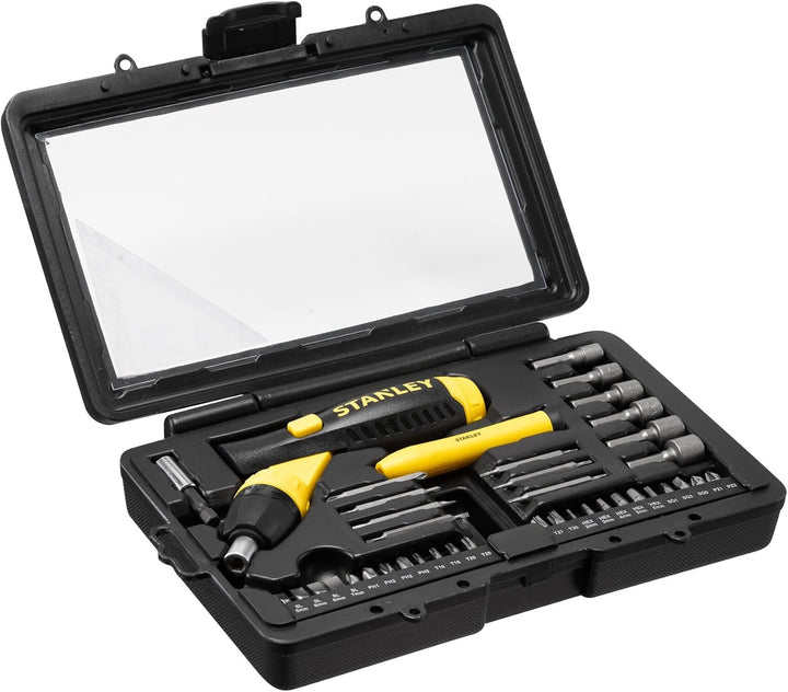 Stanley Ratschen Bit-Set, Gelenkgriff, 35-tlg (SL5/6/7 mm PH1/2/3 TX10/15/20/25/27/30 Innensechskant